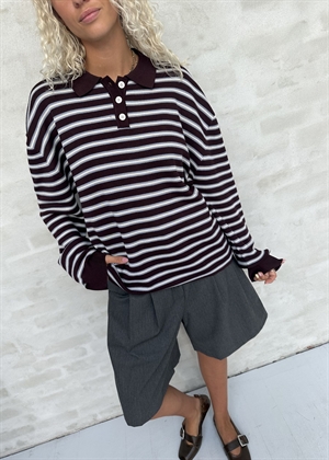 Adanne stripe polo bluse Bordeaux/Blue Boii Studios 